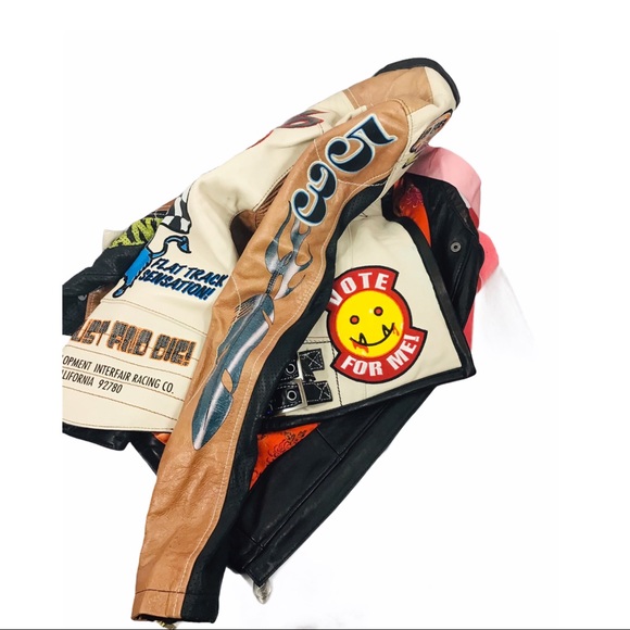 💙 SUPER G PSYCHO Leather Motorcycle Jacket - Picture 10 of 15